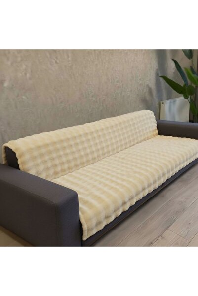 DECORA CASA HOME COLLECTİON Non-Slip Plush Sofa Cover Three Seater Soft Textu...
