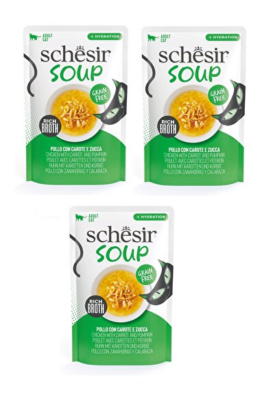Schesir Soup Tavuklu ve Balkabaklı Yetişkin Kedi Çorbası Pouch 40 Gr. X 3 Adet