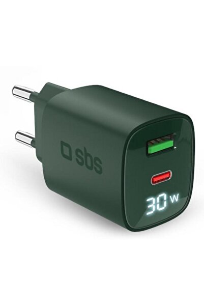 Other SBS 30W Wall Charger USB-A USB-C Gan LED Green