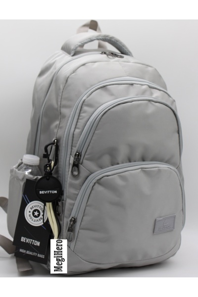 MegiHero 34600 Gray Water Resistant Fabric School Bag Unisex School Backpack