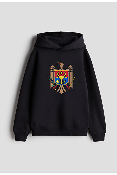 MODA Σημαία της Μολδαβίας με τύπωμα Μαύρο παιδικό ανδρικό γυναικείο φούτερ με...