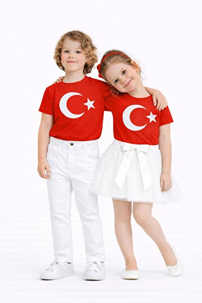 Kuraff Giyim 23 أبريل 29 أكتوبر طقم قصير الأكمام للأولاد والبنات