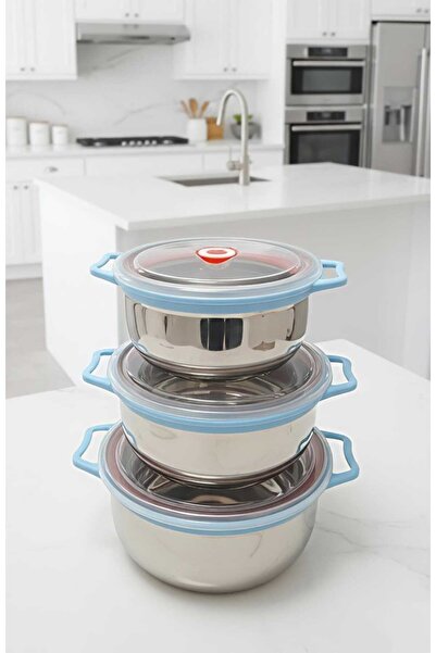 OEM Set 3 boluri inox cu capace etanse, 14 cm / 16 cm / 18 cm, pentru depozit...