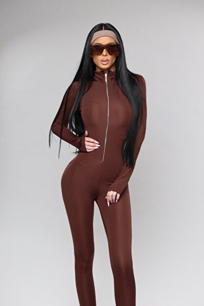 Pretty brown shapewear jumpsuit with zipper