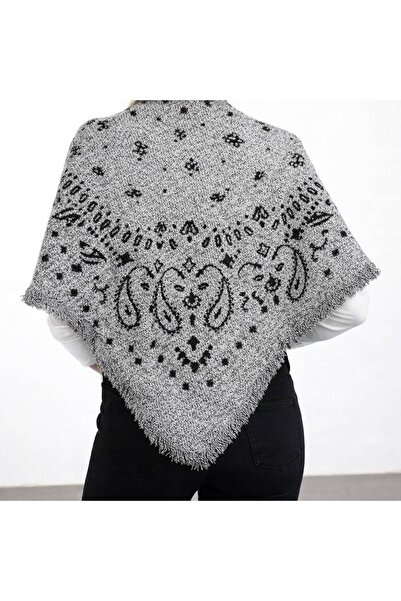 CHARMLUCKY Ethnic Patterned Shawl-Anthracite