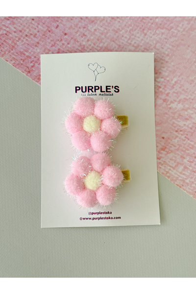PURPLE'S BİR TUTAM MUTLULUK El Yapımı Tasarım 2'li Simli Soft Ponpon Detaylı ...