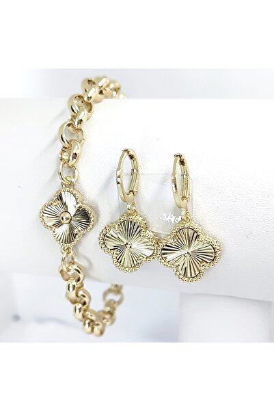 Milena SET CERCEI SI BRATARA PLACAT CU AUR 14K -LUNGIME 19CM/CERCEI 2,5cm