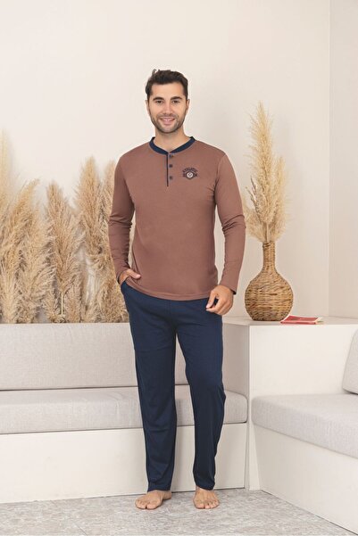 Asel Set de pijamale cu mânecă lungă din țesătură slim fit pentru bărbați