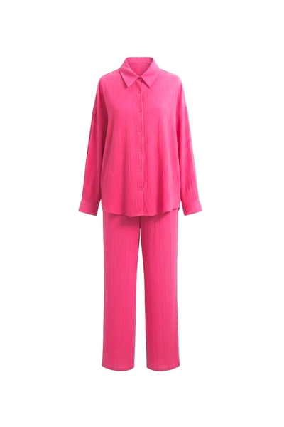 ossons Crinkle Viscose Comfortable Fit Shirt Set