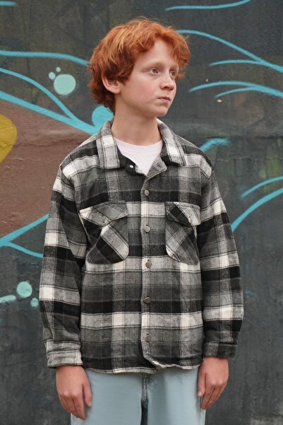 Jack Lions Palton pentru băiat, cu model în carouri, cu buzunare cu nasturi, ...