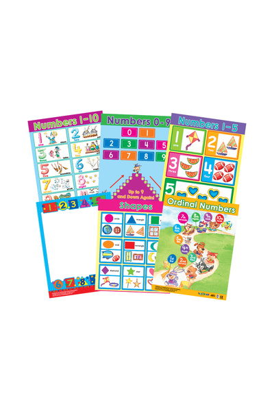 123Publishing House مجموعة لوحات تعليمية للرياضيات لمرحلة ما قبل المدرسة (6 ل...
