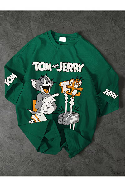MYDARKSTYLE Unisex Tom and Jerry Baskılı Oversize T-shirt