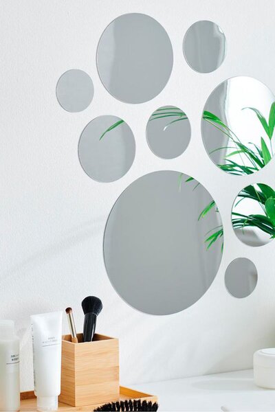 Tchibo 9 ملصقات مرايا ذاتية اللصق، فضية اللون