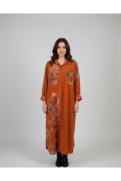 Rabiossa Women's Linen Long Shirt Dress