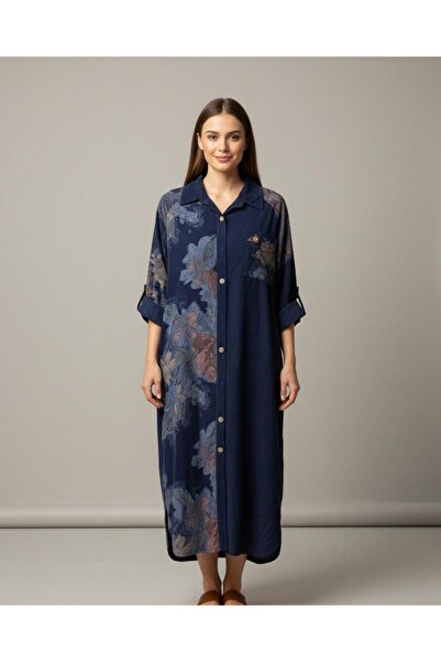 Rabiossa Women's Linen Long Shirt Dress