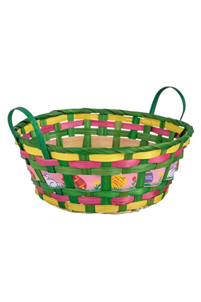 OEM Cos Decorativ Rotund de Bambus Oua Colorate Ø24x9.5cm