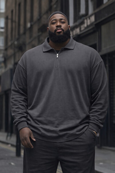 Maccali Чоловічий трендовий светр великого розміру з трикотажу кольору фума