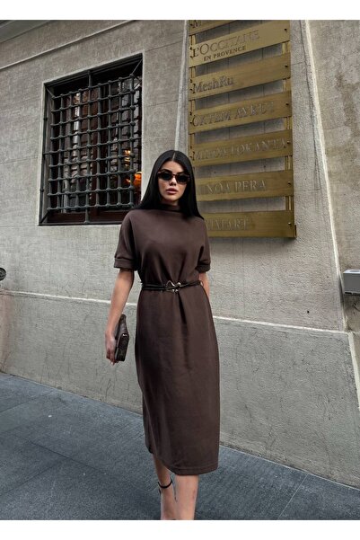 Kedi Fashion Kemerli triko elbise