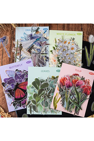 Mona Craftist 40 Adet Şeffaf Lale Sticker Bullet Journal Scrapbook Laptop Aja...