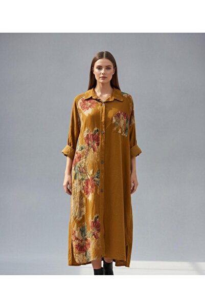 Rabiossa Women's Linen Long Shirt Dress