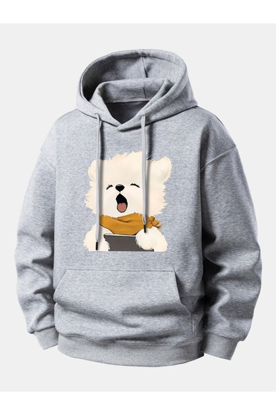 DİVİN Unisix Hoodie Printed Sweat Quality 3 Yarn Fabric Modern Oversized Cut