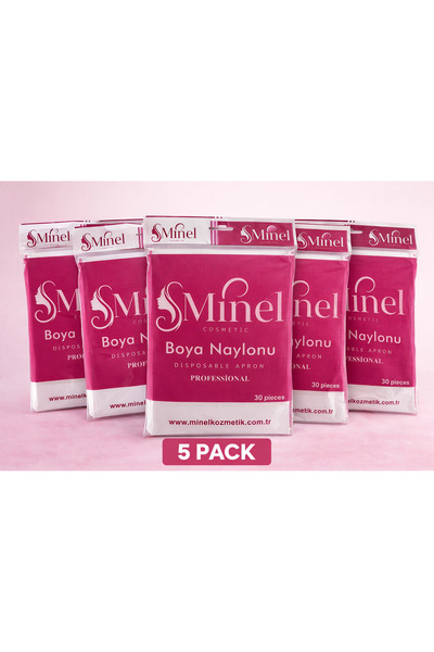 MINEL COSMETİC 5 PAKET Şeffaf Saç Boya Naylonu Boya Önlüğü,tek Kullanımlık Be...