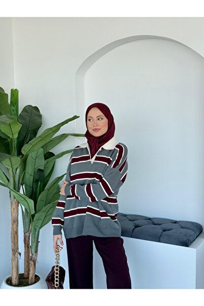 Adalenna Moda Çizgili Triko Kazak