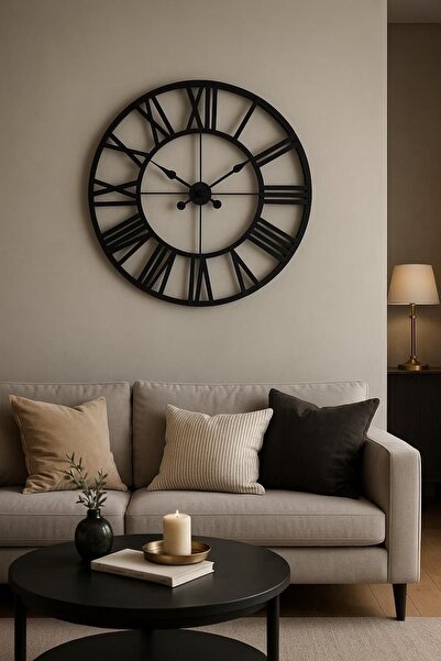 iclalofis Ahşap Duvar Saati Ledli 50 cm