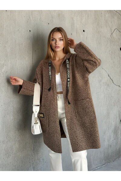 mysimy Hooded Zippered Booklet Cardigan