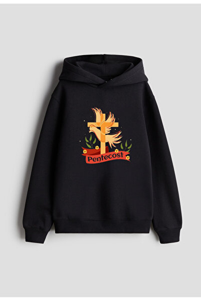 MODA Hamsin Yortusu Pentecost Printed Black Children's Men's Women's Hooded S...