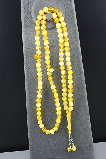 isfahantakı Hareli pürüzsüz 8 mm toz kehribar 99 luk namaz dua zikir tesbihi