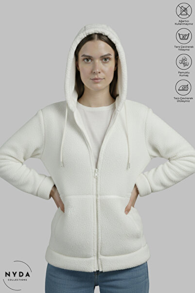 Nyda Collections Women's Long Sleeve Winter Plush Fabric Hooded Kangaroo Pock...