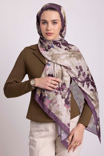 Ayshara Tomurcuk Collection-Elderberry Bud Single-Sided Shawl