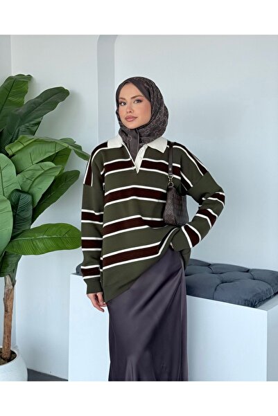 Adalenna Moda Çizgili Triko Kazak