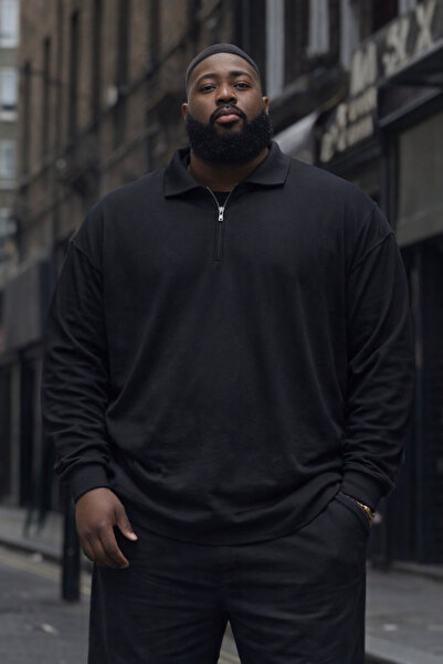 Maccali Чоловічий трендовий чорний трикотажний світшот великого розміру