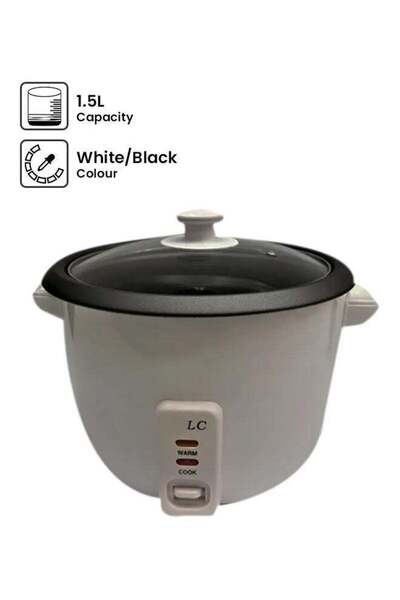 LC Electric Rice Cooker 1.5L White and Black