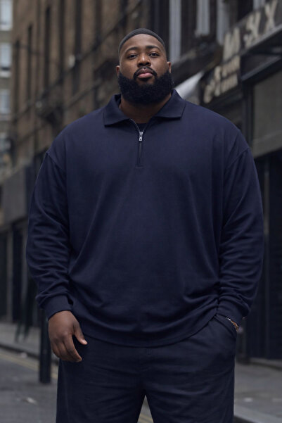 Maccali Чоловічий трендовий светр великого розміру з темно-синього трикотажу