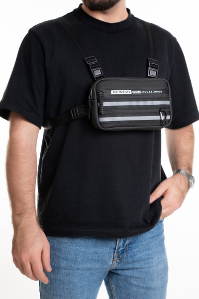 NEWISH POLO ACCESSORIES Unısex Reflektörlü Yeni Nesil Motorcu Göğüs Çantası v...