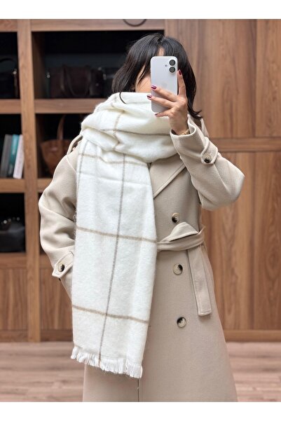 VAZIRADK وشاح منقوش بشرائط مزخرفة بلون حجر الأرضي