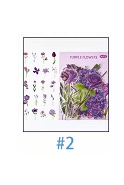 Mona Craftist 40 قطعة من ملصقات الزهور الأرجوانية الشفافة لدفتر الملاحظات وال...
