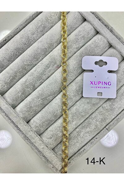 XUPING JEWELRY Jeweler Series 14K Color Interlocking Chain 20cm Steel Bracelet