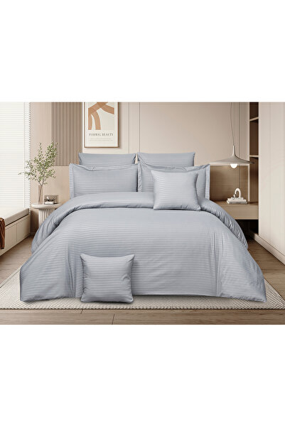 ShinyFlower Hotel-Style Striped Comforter Set , Size 220×240cm 8Pcs ,Duvet Co...