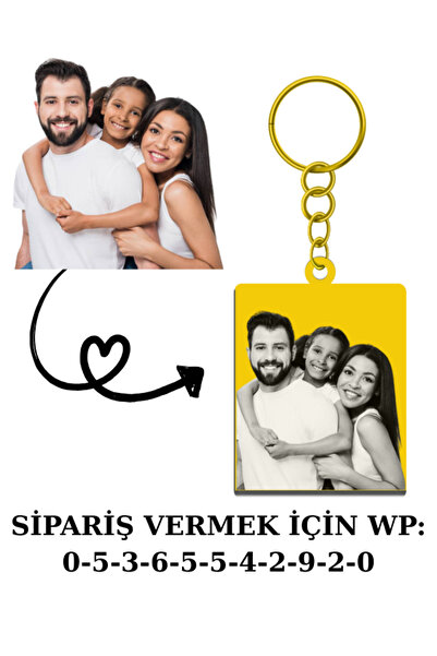 lazerizi Kişiye Özel Lazer İşleme Resimli Kare Anahtarlık