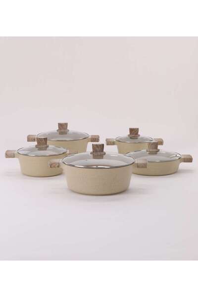 aljahwari 10-piece granite cookware set with glass lid