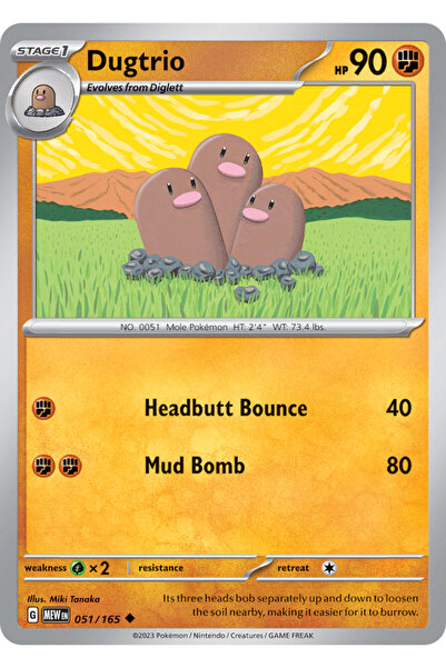 Pokemon TCG Dugtrio 51/165 Uncommon Lisanslı Oyun Kartı (SV151)