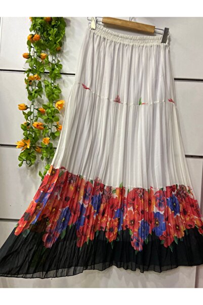 edu collection Patterned Chiffon Skirt with Layered Lining