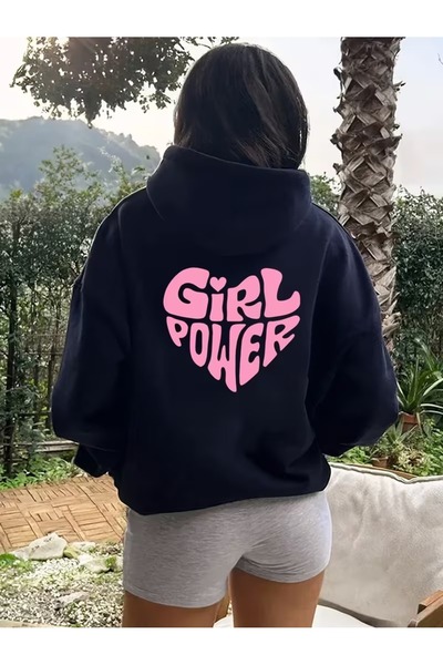 DİVİN Women Hoodie Printed Sweatshirt Quality 3 Yarn Fabric Modern Oversized Cut