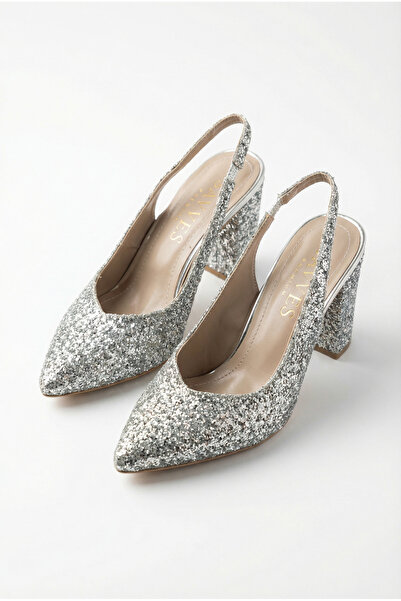 Les Chatelets Éclat De Nuit Elastic Buckle Wedding Chunky Heel Glitter Evenin...