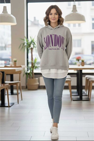 kikiriktekstil Γυναικείο φούτερ με κουκούλα και στάμπα σε μεγάλο μέγεθος, με ...