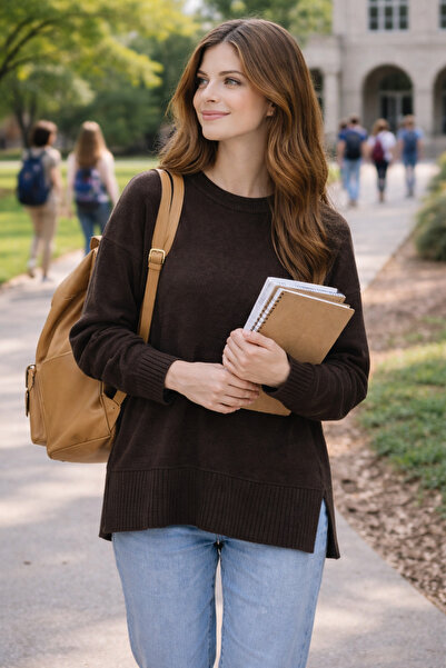 Vaniza Standard Size Slit Detailed Knitwear Sweater